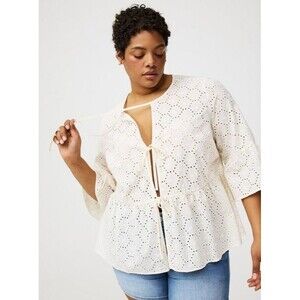 Torrid Size 2X Eyelet Tie Front Top J2